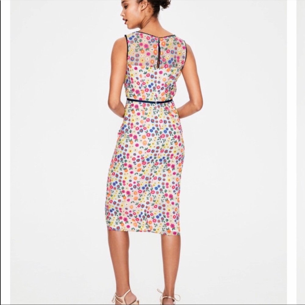 Boden Marjorie Organza Dress US 10R Embroidered Flowers Sleeveless. NWT.